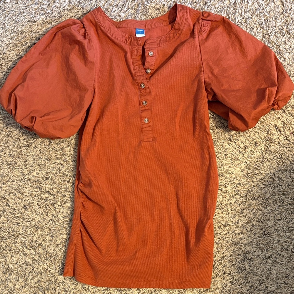 Old Navy Maternity Rust Blouse with Puff Sleeves